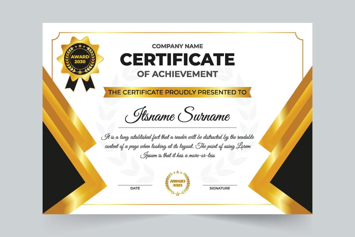 Award certificate